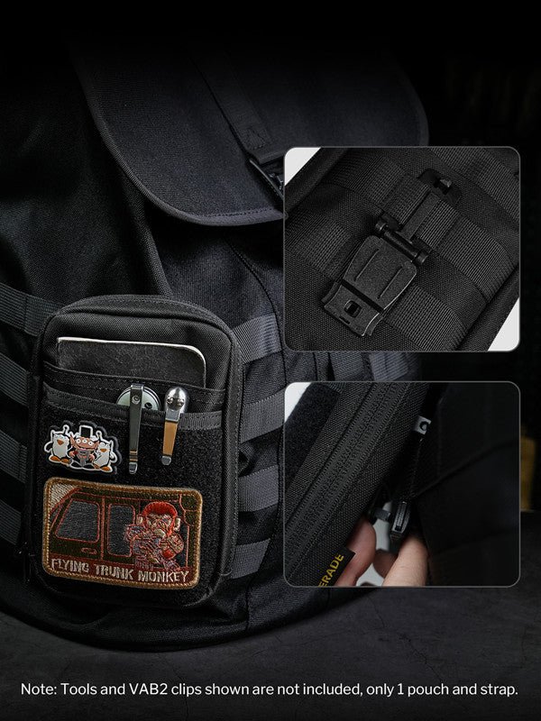 Morral Viperade con parches personalizados en su panel frontal, ideal para mostrar insignias y distintivos tácticos
