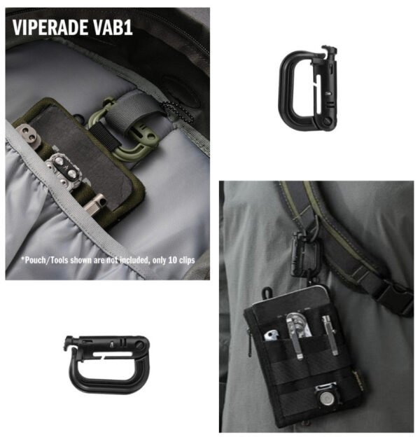 clip molle táctico d ring viperade vab1 negro (2 unidades)