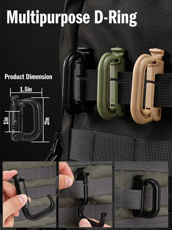 multipurpose d ring buckle black viperade vab1 (2 unidades)