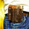funda de piel con clip metálico para multiherramienta y linterna viperade pj15