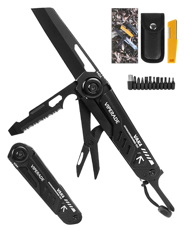 multitool pocket knife viperade vak4 edc 12 in 1 black