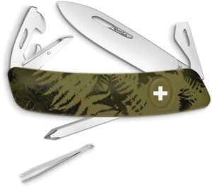 navaja suiza multiusos swiza c04 green camo con seguro button lock