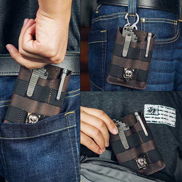 pocket organizer leather sheath / edc organizer with patch area viperade pl5