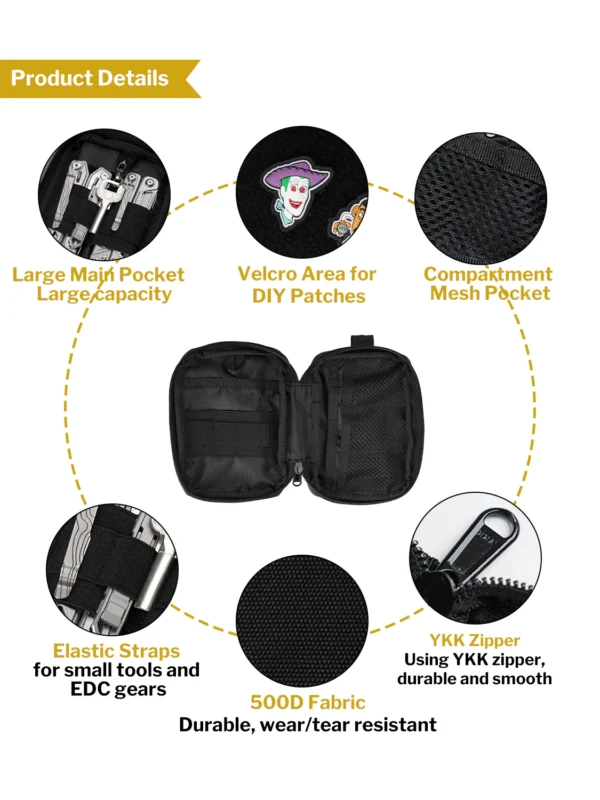 ve32 edc pouch / pocket organizer with velcro area viperade ve32
