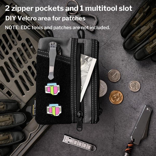 organizador de bolsillo edc viperade ve18 – pouch compacto con Área de velcro